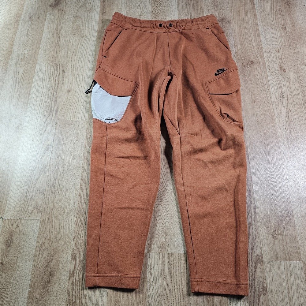 Nike Cargo Sweatpants Mens Medium Orange Joggers Tech Fleece Style Utility Pants